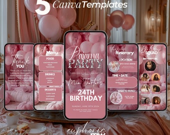 Pink Glam Pajama Party Evite: Modern Sleepover Invitation (Digital)