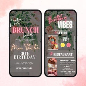 Brunch Flyer-Einladung, digitale Geburtstags-Brunch-Einladung, Brunch & Sekt, Brunch-Einladung, Brunch-Einladung, Geburtstags-Brunch-Vorlage einladen