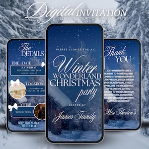 Christmas Party Invitation, Winter Wonderland Christmas Party Invite, Holiday Cocktail Party Dinner Template, Instant Download