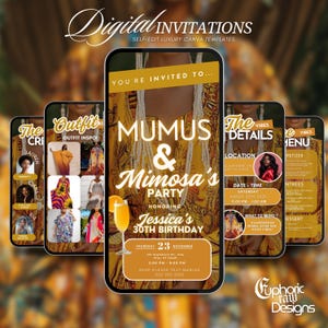 Digital Mumus Birthday Mimosa Party Invitation, Brunch Party Evite Template, muumuus Dinner Invite, Girls Night MooMoo Social Media Template