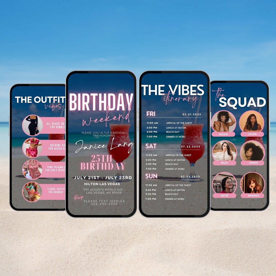 Digital Travel Itinerary, Itinerary Template, Travel Itineray, Birthday ...