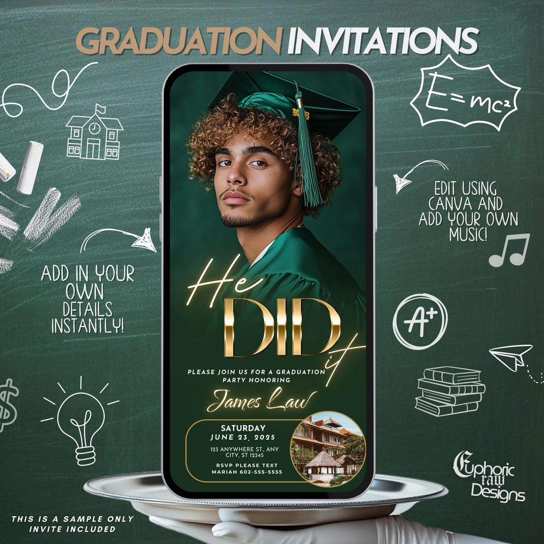 Graduation Celebration Invitation, Class of 2025 Animated Digital Evite ...