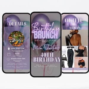 Birthday Brunch Invitation, Brunch Flyer, Breakfast BirthdayDigital Birthday Brunch Invite, brunch evite,  birthday brunch template invite