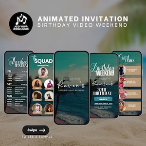 Digital Beach Itinerary Template. Animated Tropical Weekend Planner Invitation. Holiday Downloadable Invite. Editable Birthday Template.
