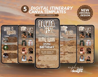 Digital Festival Birthday Weekend Travel Itinerary, Road Trip, Getaway Vacation, Girl's Trip Itineraries, Music Festival Theme Schedule