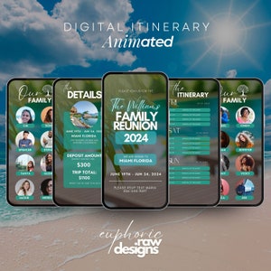 Digital Family Reunion itinerary, family reunion Invite family reunion invitation, reunion invitation, family trip, Travel itinerary