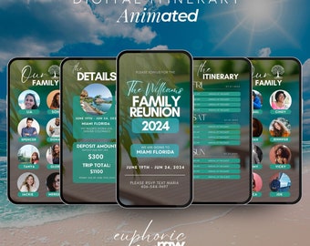 Digital Family Reunion Itinerary, Family Trip Travel Planner, Editable Family Reunion Invitation, Reunion Schedule Template