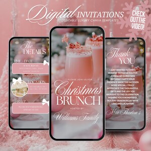 Digital Christmas Brunch Invitation, Festive Brunch Friendmas Evite, Holiday Party Invite Template, Animated Office Work Party, Editable
