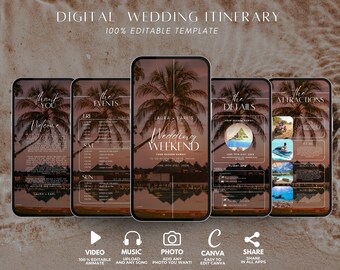 Destination Wedding Itinerary Template, Tropical Wedding Weekend Planner, Travel Wedding Schedule, Destination Bride Travel Invite
