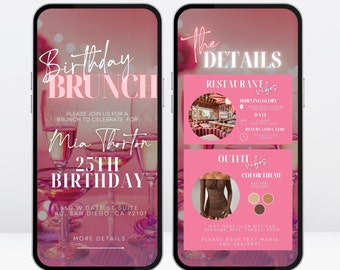 Brunch Flyer Invite, Digital Birthday Brunch Invitation, brunch & bubbly, brunch evite, brunch invite, birthday brunch template invite