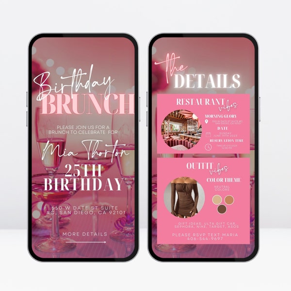 Brunch Flyer Invite, Digital Birthday Brunch Invitation, brunch & bubbly, brunch evite, brunch invite, birthday brunch template invite