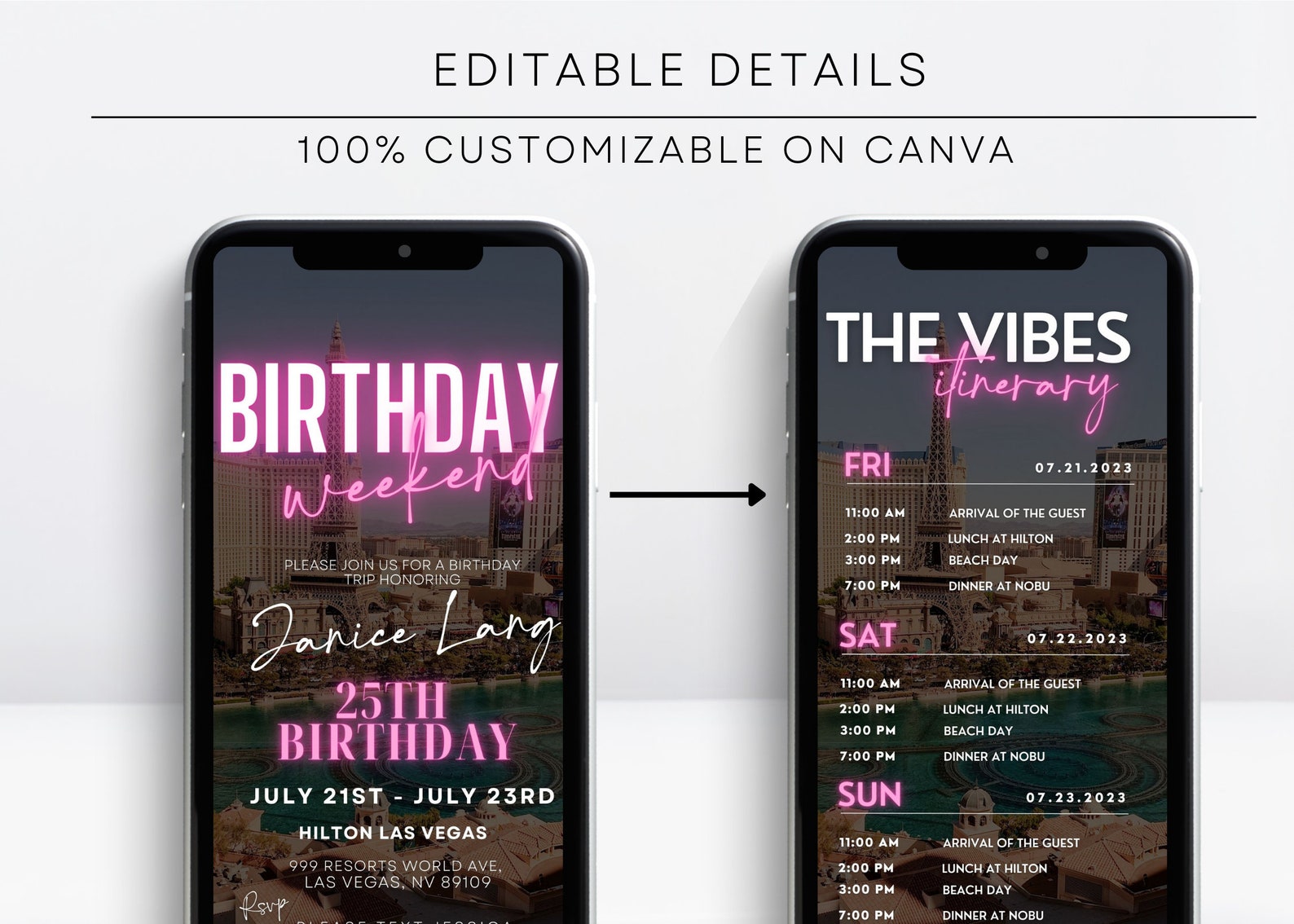 Digital Travel Itinerary, Itinerary Template, Travel Itineray, Birthday ...