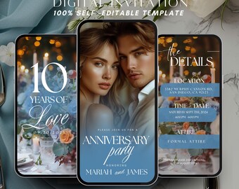 Elegant Anniversary Party Invitation: Vow Renewal Template (Digital Download)