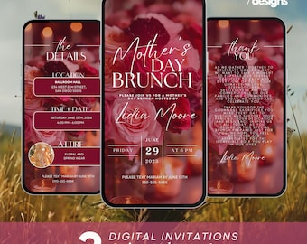 Boho Floral Mother's Day Brunch Animated Invitation (Digital)