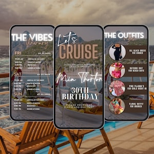 Digitaler Kreuzfahrt-Reiseplan, Reisevorlage, Vorlage für Jachtreisen, Kreuzfahrt-Wochenende, Geburtstags-Kreuzfahrt-Reiseplan, Urlaubs-Reiseplan und Details zur Reise