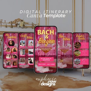 Bachelorette Weekend Itinerary, Bach and Boujee, Girl&#39;s Trip, Weekend Getaway, Vacation Planner, Digital Travel Template, Packing list,