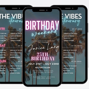 Digital Travel Itinerary, Itinerary Template, Travel Itineray, Birthday ...