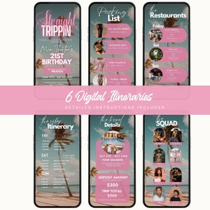 Digital Travel Itinerary, Itinerary Template, Travel Itineray, Birthday ...