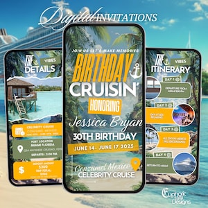 Digital Birthday Cruise Itinerary, Weekend Ship Invitation, Cruise 2025 Vacation Template, Caribbean Travel Planner, Girls Trip  Boat Party