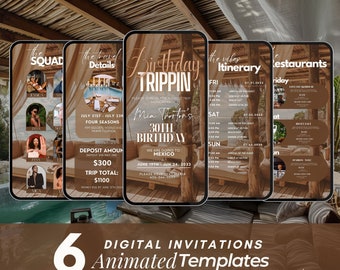 Digital Travel itinerary, itinerary template,  travel itineray, Birthday Weekend Invitation, Weekend Itinerary, Digital Schedule, Girls Trip