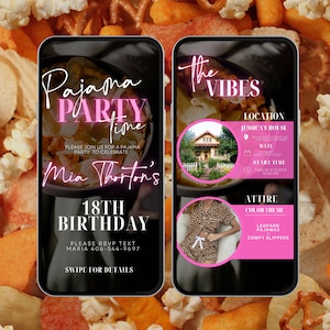 Digital Adult Pajama Party Invitation, Adult Slumber Party, Girl&#39;s Night in Invitation, Sleepover Party, Pajama Party Invite, tex evite