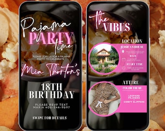 Pajama Party Invitation, Girls Night In Invite, Adult Sleepover Invite, Editable Canva Template, Digital Download