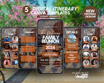 Digital Family Reunion Itinerary, Family Trip Travel Planner, Editable Family Reunion Invitation, Reunion Schedule Template