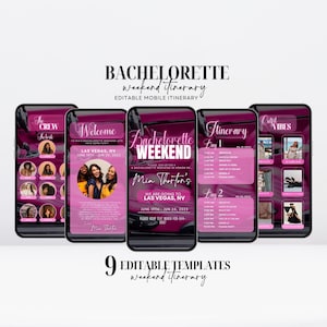 Digital Bachelorette Weekend, Travel itinerary, bachelorette planner, Travel Template, bachelorette Itinerary, Digital Schedule, Girls Trip