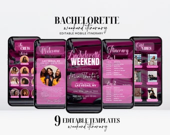 Digital Bachelorette Weekend, Travel itinerary, bachelorette planner, Travel Template, bachelorette Itinerary, Digital Schedule, Girls Trip