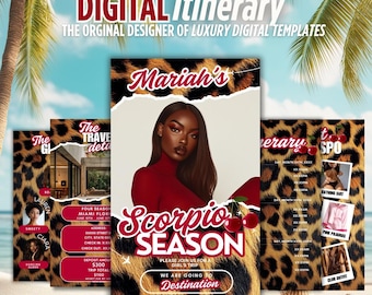 Red Leopard Birthday Itinerary Template: Girls Trip Planner (Digital Download)