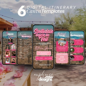 Scottsdale Bachelorette Itinerary, Arizona Weekend Getaway Invitation, Girl&#39;s Trip, Bach Party Travel Planner, Neon Pink Vacation Schedule
