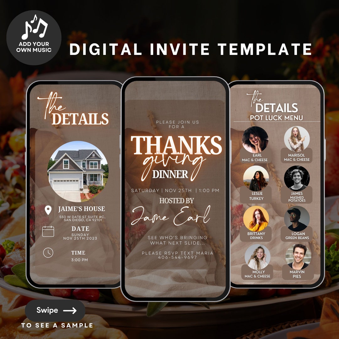 Menu Order Invite Friendsgiving Dinner Digital Invite Thanksgiving Menu, Thanksgiving ...