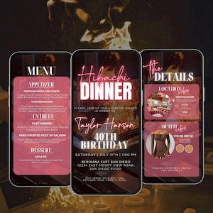 Digital Hibachi Invitation, Birthday Dinner Invite, Japanese Restaurant, Hibachi Party, Hibachi Night, Email Invitation, Hibachi Template