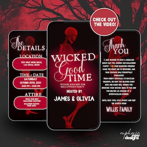 Digital Halloween Wicked Good Time Party Invitation, Editable Digital Template Invite for Spooky Bash, Instant Download Itinerary