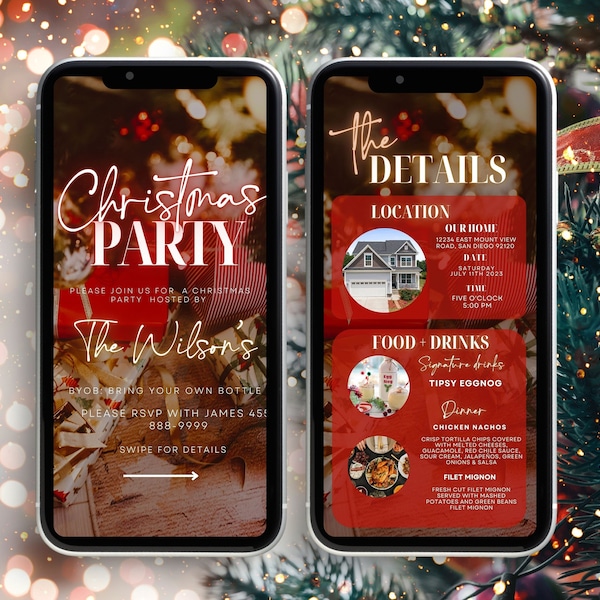 Christmas Dinner Invite, Christmas Brunch Invitation, Dinner for Christmas Day, Christmas Invitation, Digital Christmas Party Invite