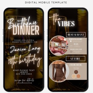 Digital Birthday Dinner Invitation: Mobile Party Invite Template
