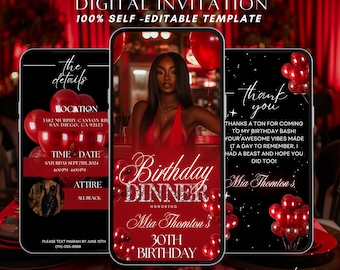 Birthday dinner digital invitation