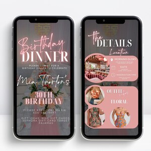 Digital Birthday Dinner invitation, Birthday Dinner, Digital Birthday Party Invite, Editable Template, Text, Birthday Party, text evite
