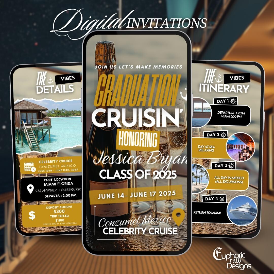 Graduation Cruise Itinerary Invitation, Class of 2025 Digital Grad ...