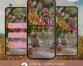 Mother’s Day Brunch Invite, Boho Floral Digital Event Itinerary, Animated Video Invitation, Mom and Mimosa's, Happy Mother’s Day Flyer