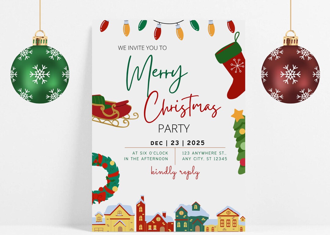 Christmas Invitation Christmas Trees Party Invitation Etsy