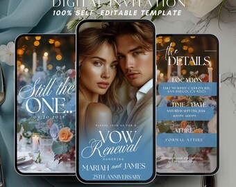 Vow Renewal Invitation: Elegant Anniversary Template (Digital Download)