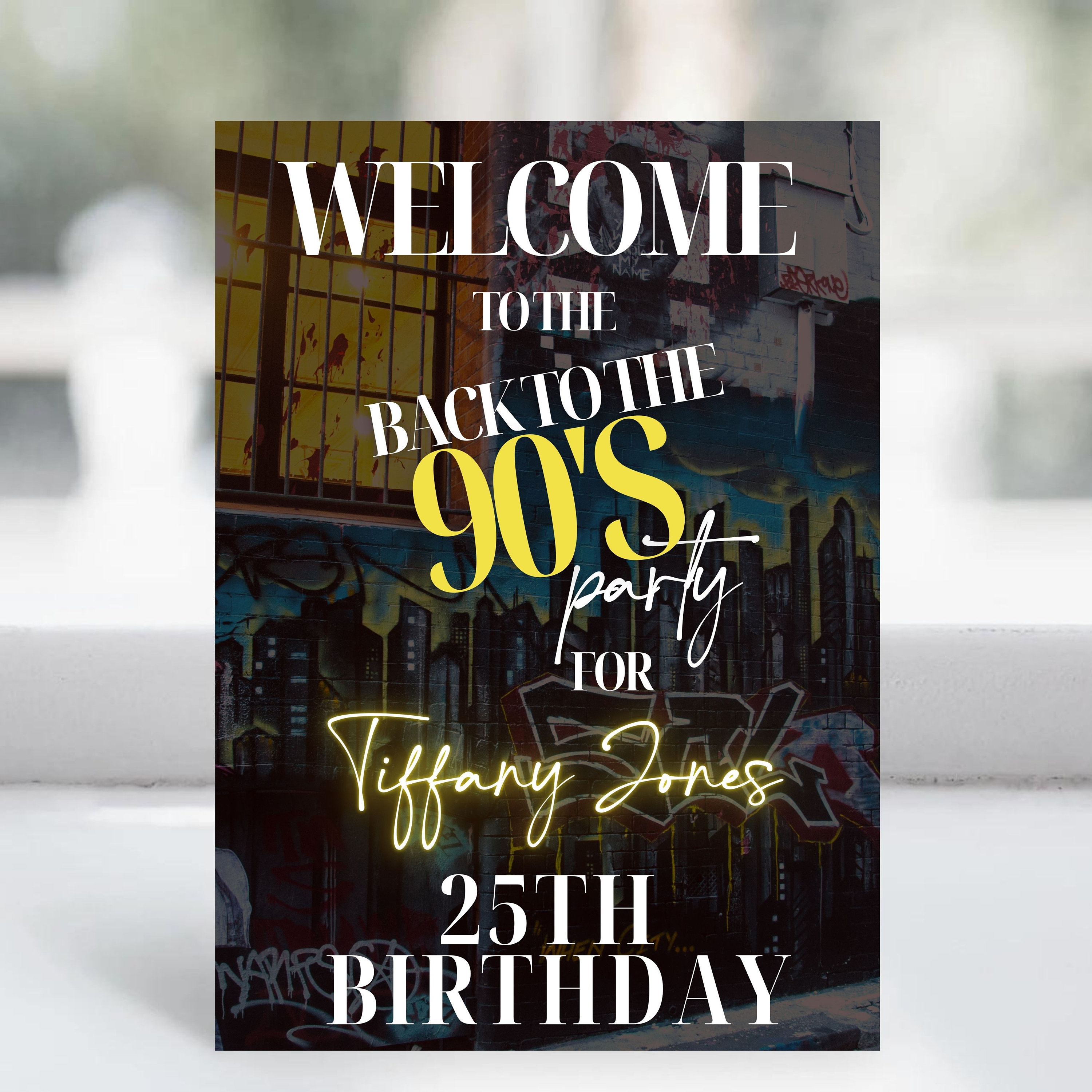 90s Birthday Party Welcome Sign, Printable Sign, Birthday Sign, Welcome ...