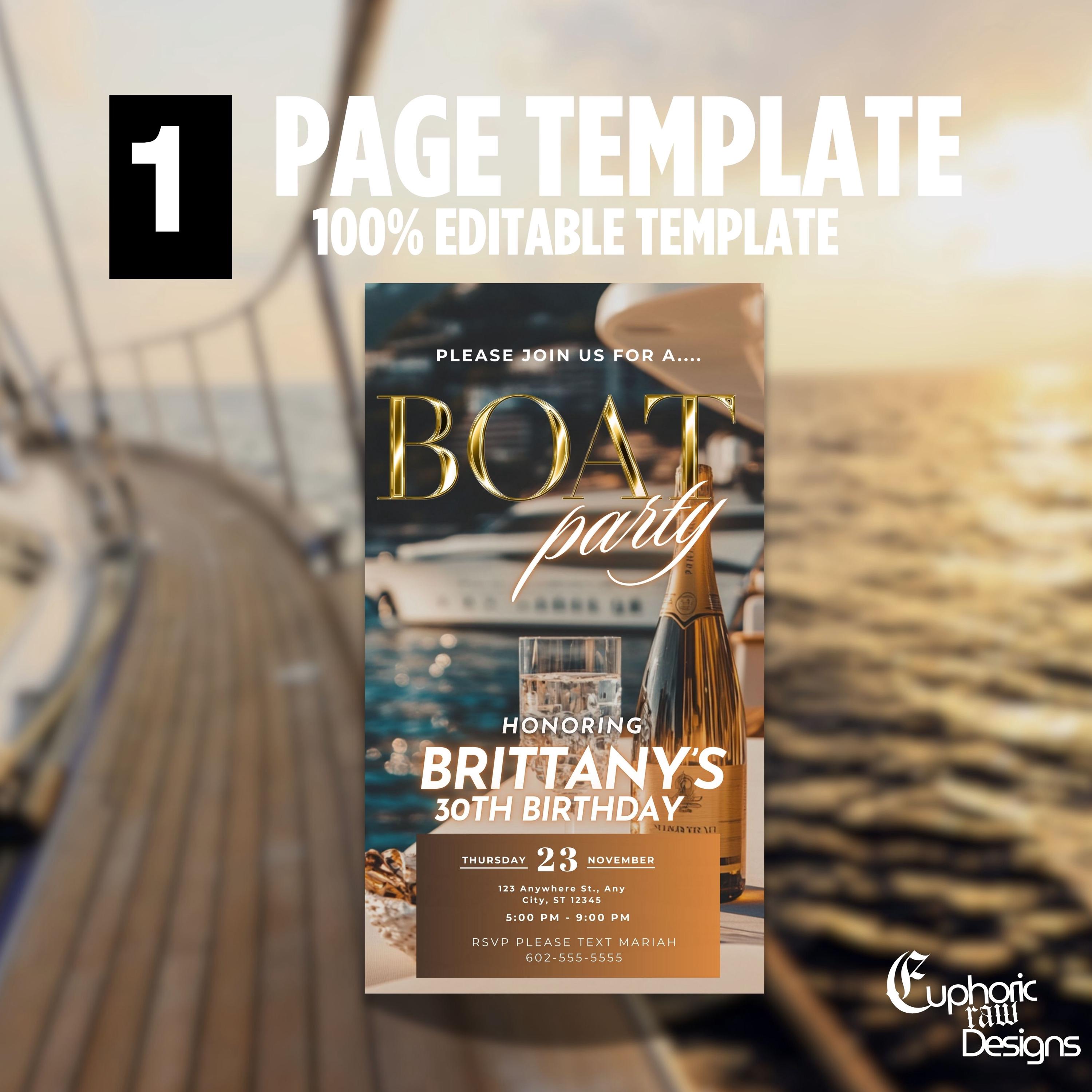Boat Party Invitation, Animated Yacht Party Evite, Gold Digital Yacht ...