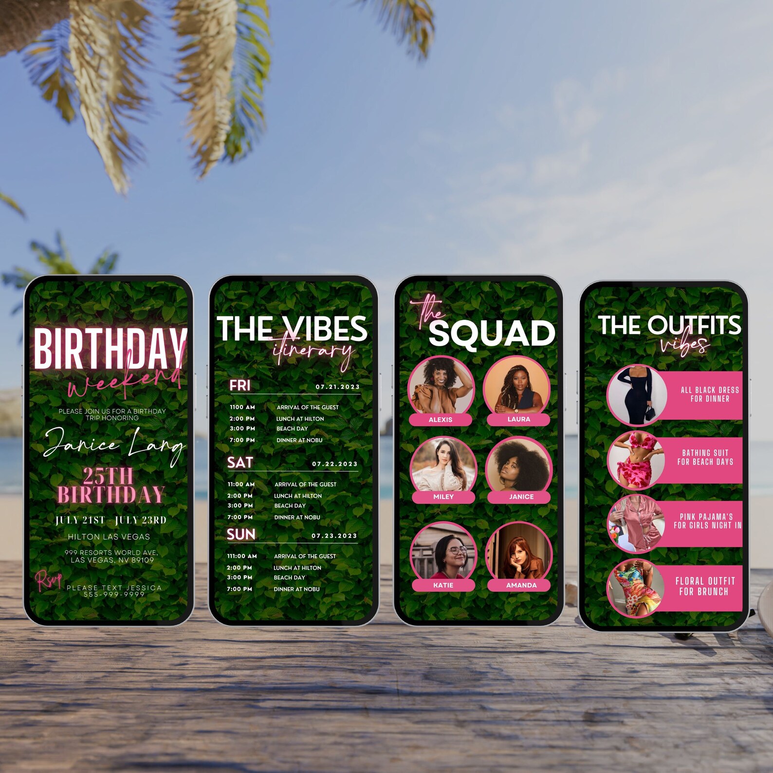 Digital Travel Itinerary, Itinerary Template, Travel Itineray, Birthday ...