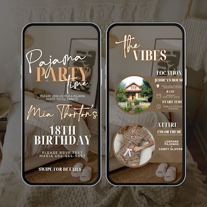 Digital Adult Pajama Party Invitation, Adult Slumber Party, Girl&#39;s Night in Invitation, Sleepover Party, Pajama Party Invite, tex evite