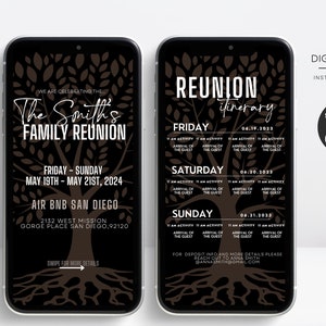 Digital family reunion trip itinerary, family reunion invitaiton, family party invitation, family trip itinerary, family reunion invite