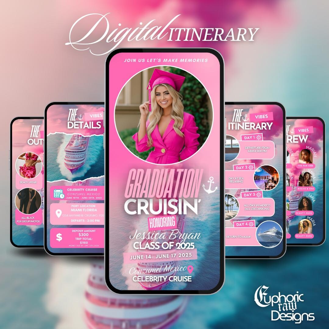 Graduation Cruise Itinerary Invitation, Class of 2025 Digital Grad ...