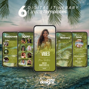 Birthday Weekend Invitation, Girls Trip Birthday Vibes Itinerary, Editable Weekend Evite, Tropical Beach Getaway eVite DIY Editable Template