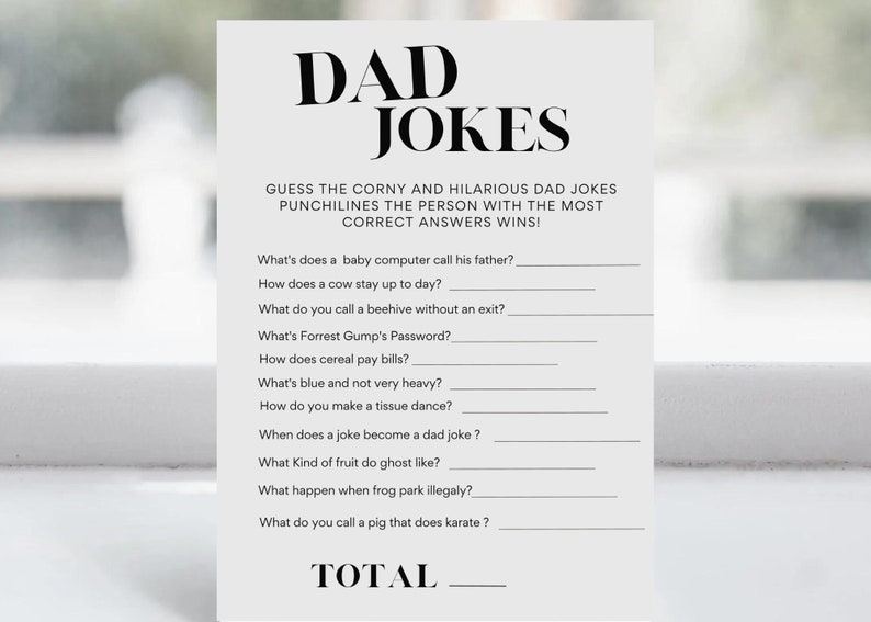 Dad Jokes Baby Shower Game Dad Games Trivia Riddles Funny Etsy